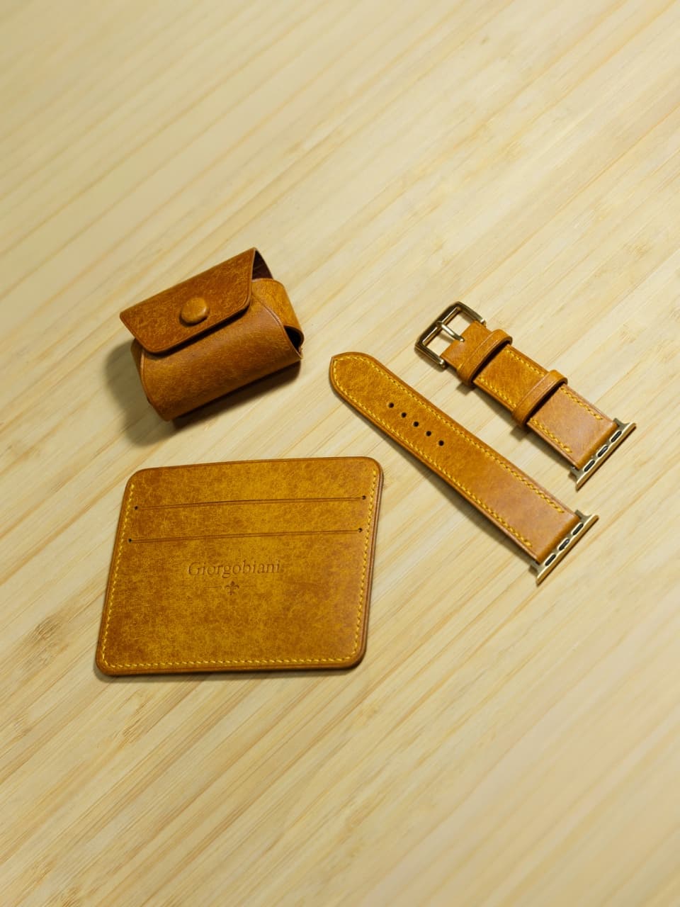 Leather Set — Wallet, AirPods Case & Watch Band
