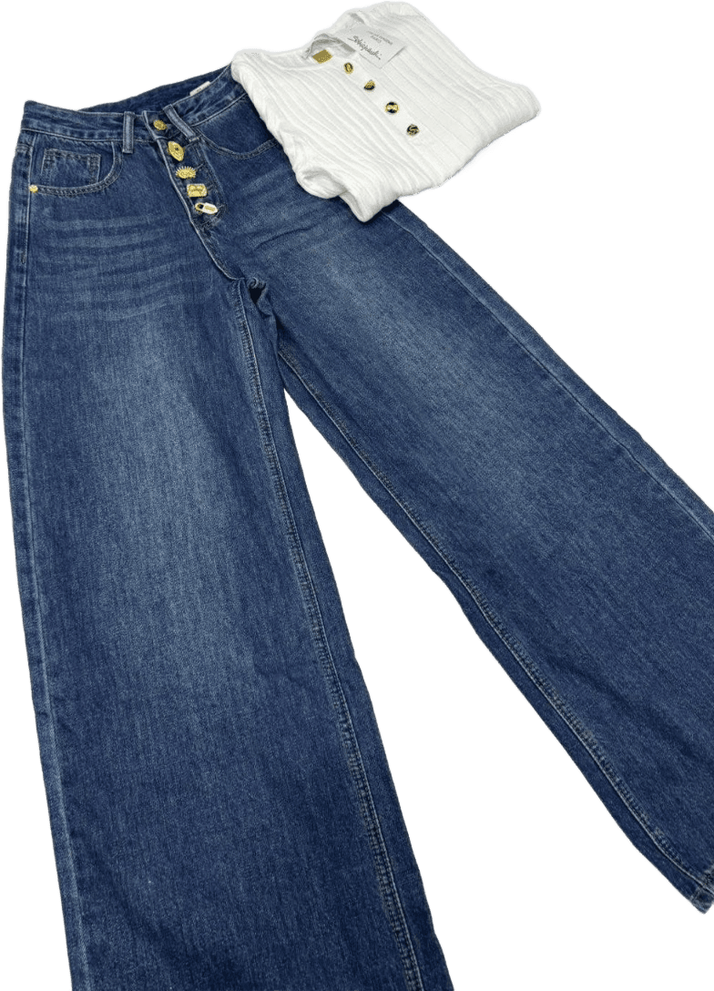 Wide-Leg Jeans & Ribbed Top Set